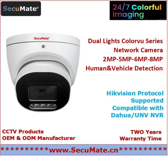 Secumate Colorvu Outdoor PTZ 8MP 4K Human Tracking Zoom 40m Smart Dual Light CCTV Security Network IP Turret Metal Poe Dome Camera with Microphone and Speaker 