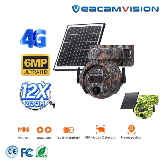 New 4G Solar Wireless Camouflage PIR Detection Zoom PTZ 6MP IP Dual Lens WiFi Video Outdoor Mini Spy Digital Security Surveillance CCTV Camera Hikvision Dahua 